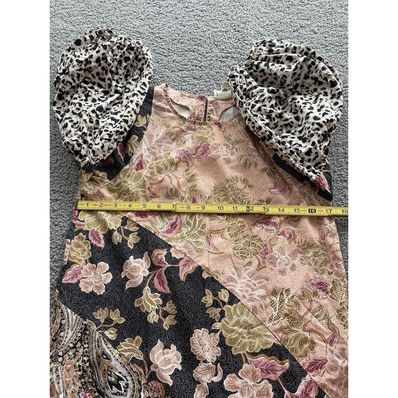 Anthropologie Kachel Dress Midi Evangeline Floral Cotton Puff Sleeve Sz 4 New - Picture 8 of 11